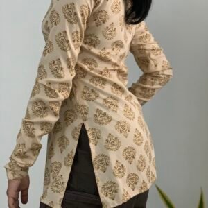 light foil print short kurta